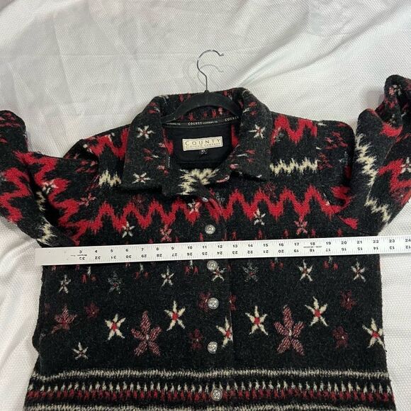 90’s County Clothing Company Black Red Boho Southwest Aztec Jacket - Picture 5 of 8